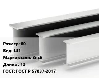 Двутавровая балка 60 Ш1 3пс5 L=12 ГОСТ: ГОСТ Р 57837-2017